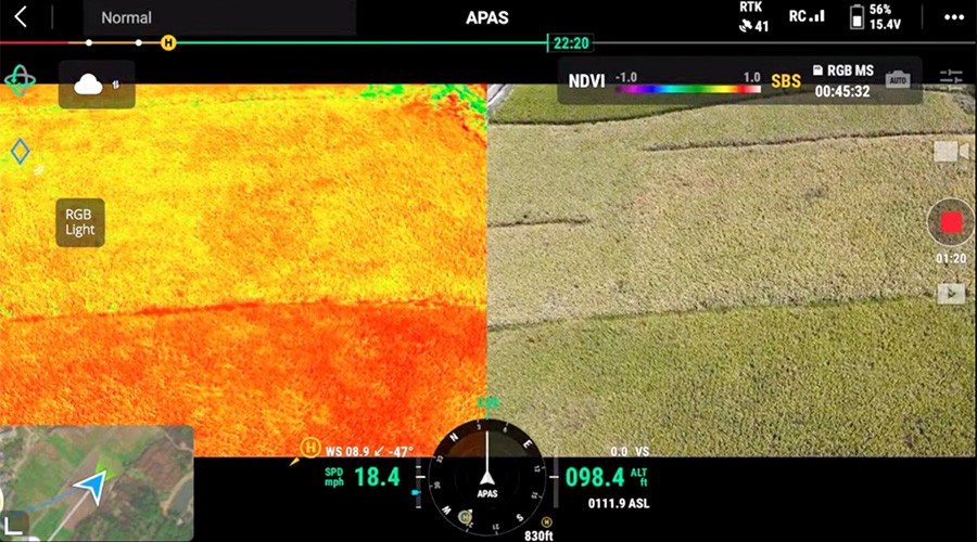 Mapas de finca analísis del indice vegetativo Camaras multiespectrales